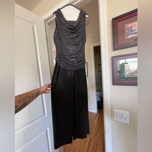 Chic Black and Silver Sleeveless Jumpsuit